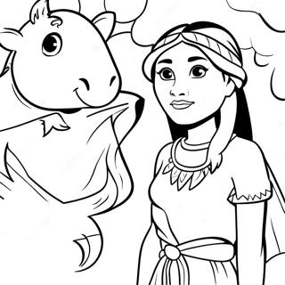 Brave Pocahontas With Animals Coloring Page 48265 10556