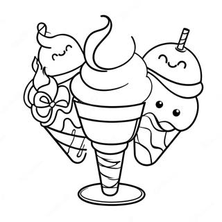 Colorful Ice Cream Sundae Coloring Page 4828-2443