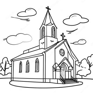 Beautiful Church Exterior Coloring Page 49064-10729