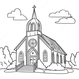 Beautiful Church Exterior Coloring Page 49064-10730