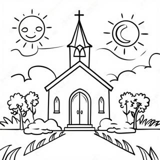 Sunny Day At The Church Coloring Page 49066 10738