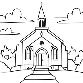 Sunny Day At The Church Coloring Page 49066 10740