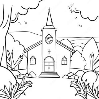 Peaceful Church Garden Coloring Page 49067 10741