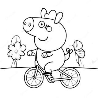 Peppa Pig Riding A Bicycle Coloring Page 4924-1031