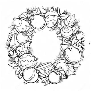 Colorful Christmas Wreath With Ornaments Coloring Page 49435-10809