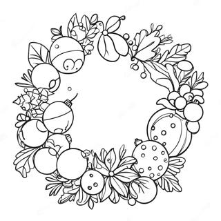 Colorful Christmas Wreath With Ornaments Coloring Page 49435-10810