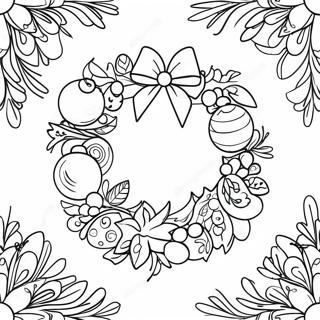 Colorful Christmas Wreath With Ornaments Coloring Page 49435-10812