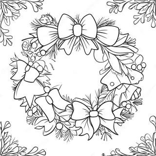 Festive Christmas Wreath With Bows Coloring Page 49436-10813