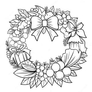 Festive Christmas Wreath With Bows Coloring Page 49436-10814