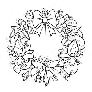 Festive Christmas Wreath With Bows Coloring Page 49436-10815