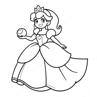 Princess Peach In A Sparkling Dress Coloring Page 5008-1334