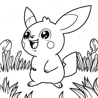 Pichu Playing In The Grass Coloring Page 51266-11209