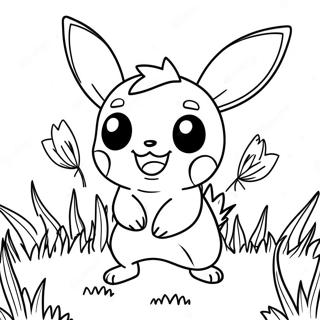 Pichu Playing In The Grass Coloring Page 51266-11210