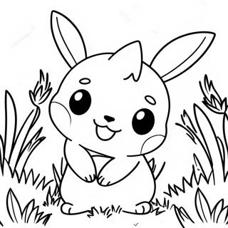 Pichu Playing In The Grass Coloring Page 51266-11211