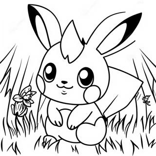 Pichu Playing In The Grass Coloring Page 51266-11212