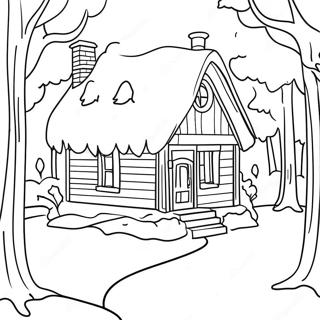 Cozy Winter Cottage Coloring Page 51727-11324
