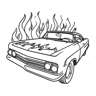 Classic Lowrider With Flames Coloring Page 51820-11329