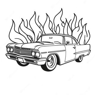 Classic Lowrider With Flames Coloring Page 51820-11331