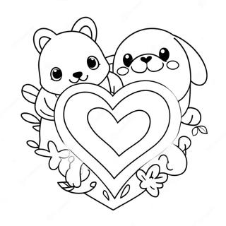Big Heart With Cute Animals Coloring Page 5191 2488