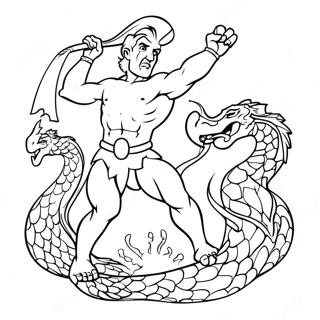 Hercules Fighting The Hydra Coloring Page 52092-11392