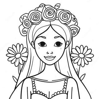 Corpse Bride With Flowers Coloring Page 52938-11570