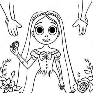 Corpse Bride With Flowers Coloring Page 52938-11572