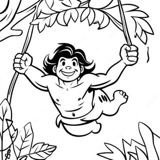 Tarzan Swinging From Vines Coloring Page 54360-11891