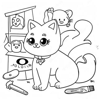 Gabby S Dollhouse Adorable Cat Characters Coloring Page 5448-1270