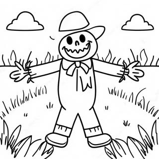 Friendly Scarecrow In A Sunny Field Coloring Page 54712-11969