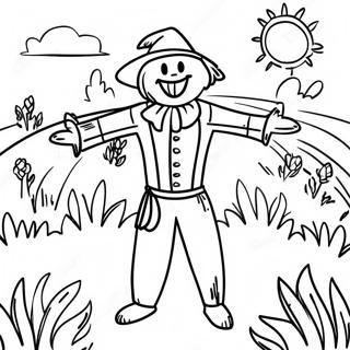 Friendly Scarecrow In A Sunny Field Coloring Page 54712-11970