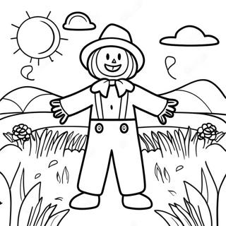 Friendly Scarecrow In A Sunny Field Coloring Page 54712-11972