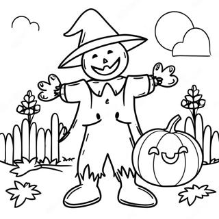 Mischievous Scarecrow With A Pumpkin Coloring Page 54713-11973