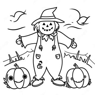 Mischievous Scarecrow With A Pumpkin Coloring Page 54713-11974