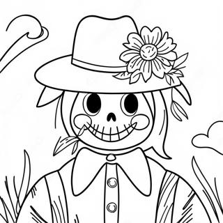 Scarecrow With A Straw Hat And Flowers Coloring Page 54715-11984