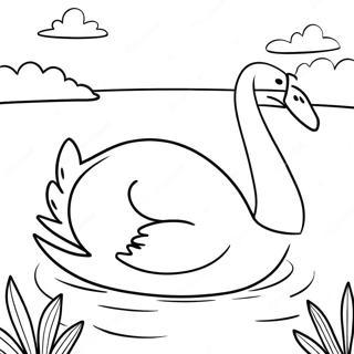 Majestic Swan On A Lake Coloring Page 54805-12002