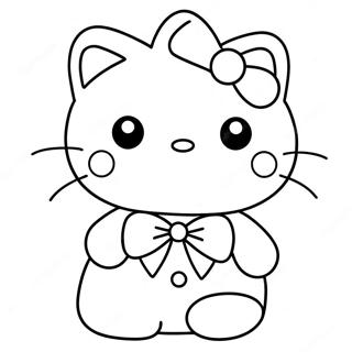 Cute Hello Kitty With Bow Coloring Page 561-2678