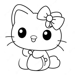 Cute Hello Kitty With Bow Coloring Page 561-2679