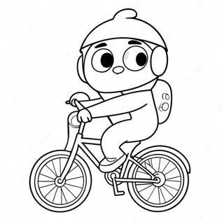 Pororo Riding A Bicycle Coloring Page 56379-12348