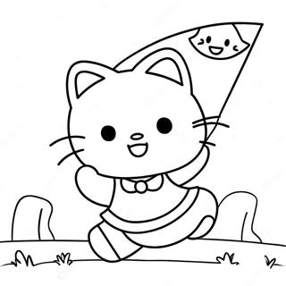 Playful Hello Kitty With A Kite Coloring Page 565 352
