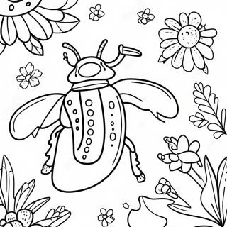 Colorful Beetle In A Garden Coloring Page 56739-12409