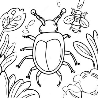 Colorful Beetle In A Garden Coloring Page 56739-12410