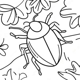 Realistic Beetle On A Leaf Coloring Page 56740-12413