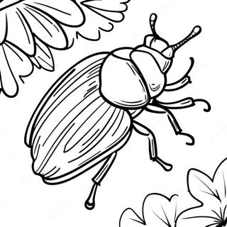 Realistic Beetle On A Leaf Coloring Page 56740-12414