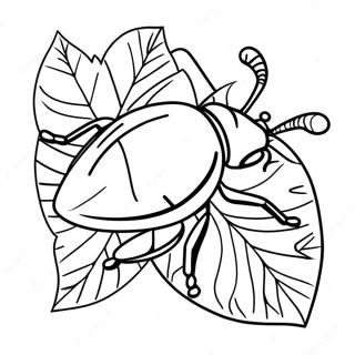 Realistic Beetle On A Leaf Coloring Page 56740-12415