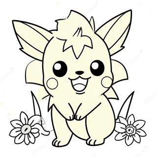 Cute Jolteon With Flowers Coloring Page 56824-12437