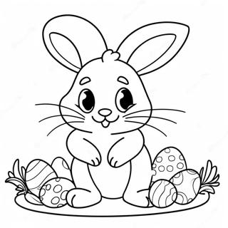 Easter Bunny With Colorful Eggs Coloring Page 5726-239