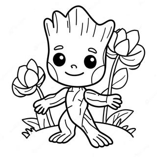 Groot With Flowers Coloring Page 57654-12613