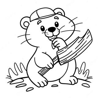 Happy Beaver Holding A Log Coloring Page 57848 12659