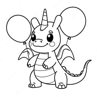 Happy Dragonite With Balloons Coloring Page 58204-12736