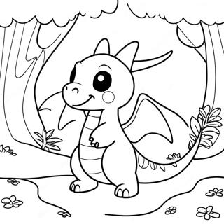 Dragonite In A Magical Forest Coloring Page 58205-12740